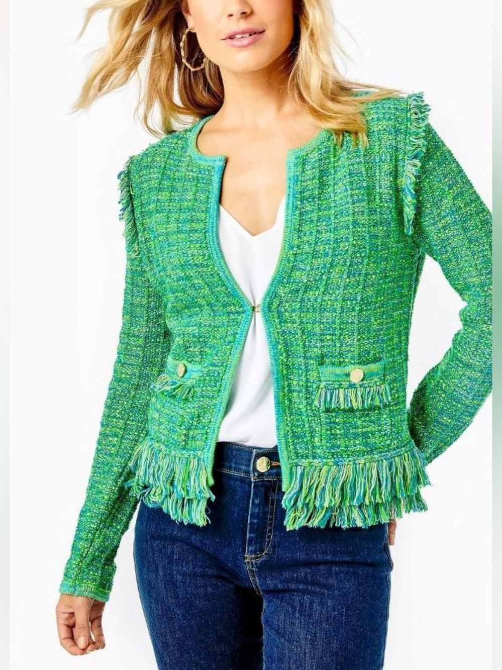 Lilly Pulitzer Simora Cardigan Evergreen  Tweed Size Medium